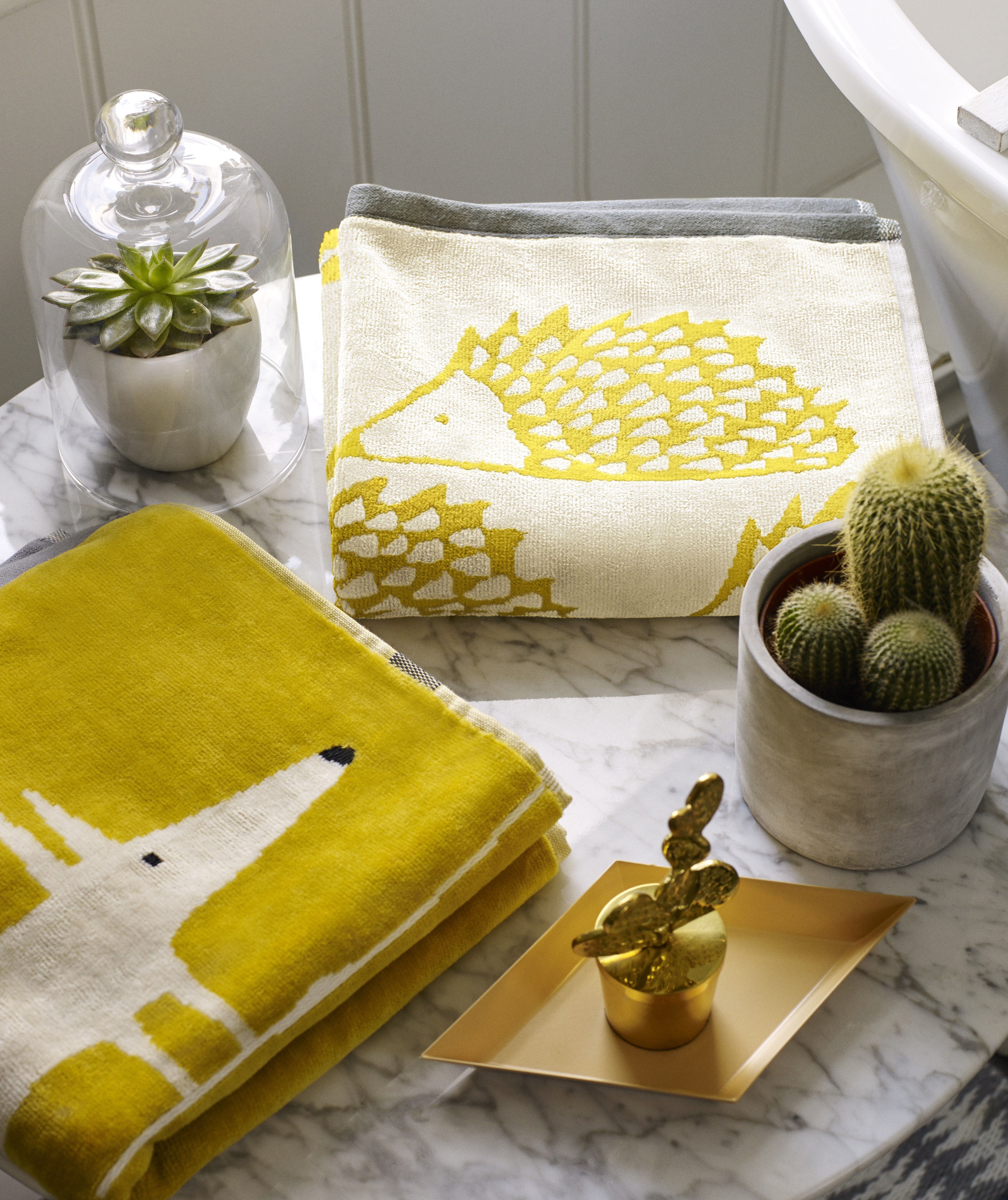 Spike Hedgehog Cotton Towels By Scion in Mustard Yellow buy online